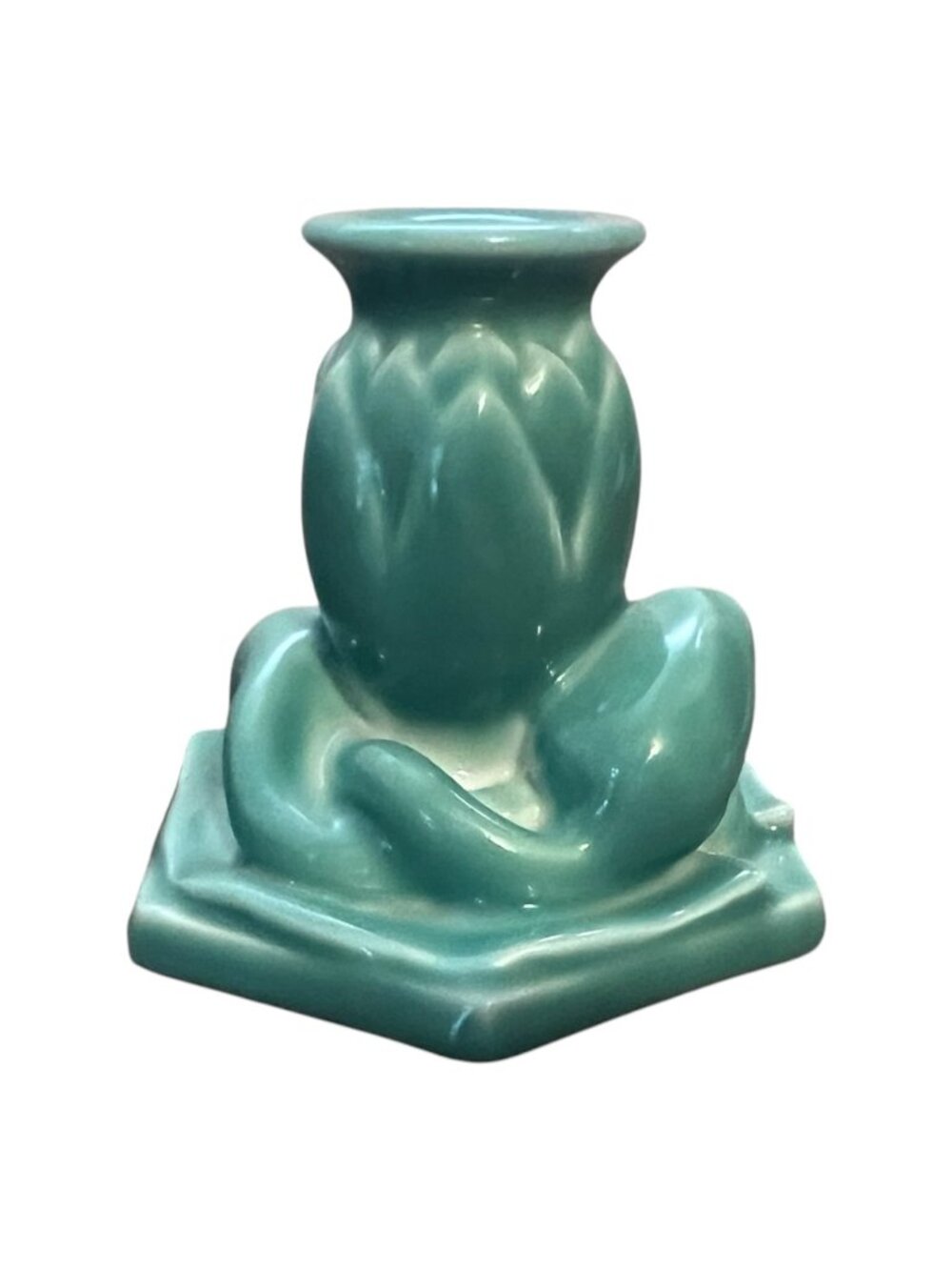 1929 Rookwood Pottery Lotus Candlestick Holder 2992 Turquoise Teal Art Deco